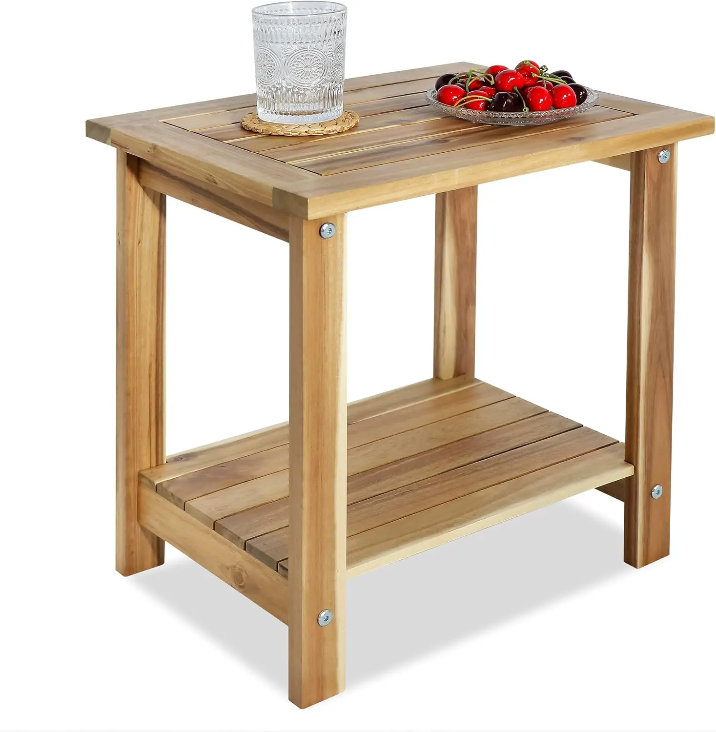 Double Side Table, Weather-Resistant Rectangular End Table for Patio, Lawn Ideal as a Stylish Indoor and Outdoor Table Companion 2