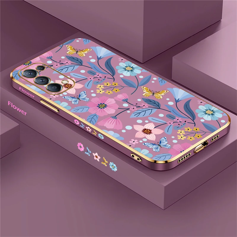 Elegant Floral Silicone Phone Case with Plated Design – Soft Protective Cover