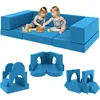 Modular Kids Play Couch 9 in 1 Multifunctional Kids Sofa for Playing, Creativing Indoor Toddler Couch for Boys and Girls (Blue) 1