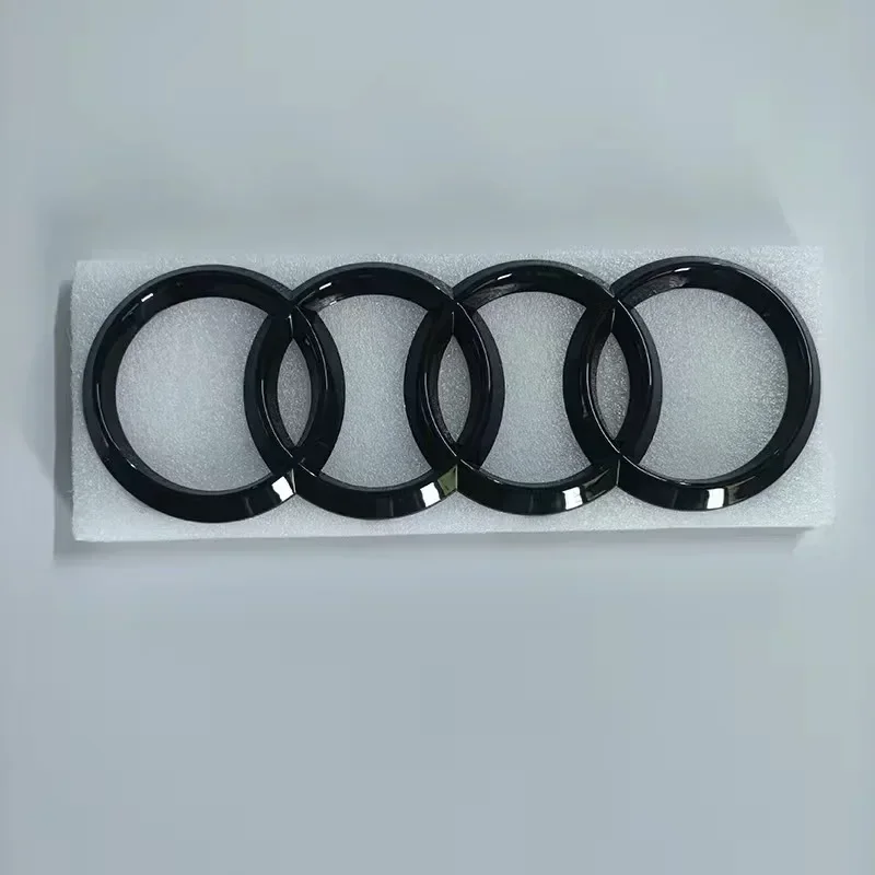Sleek Black Car Emblem Trunk Badge Sticker with 4-Ring Design
