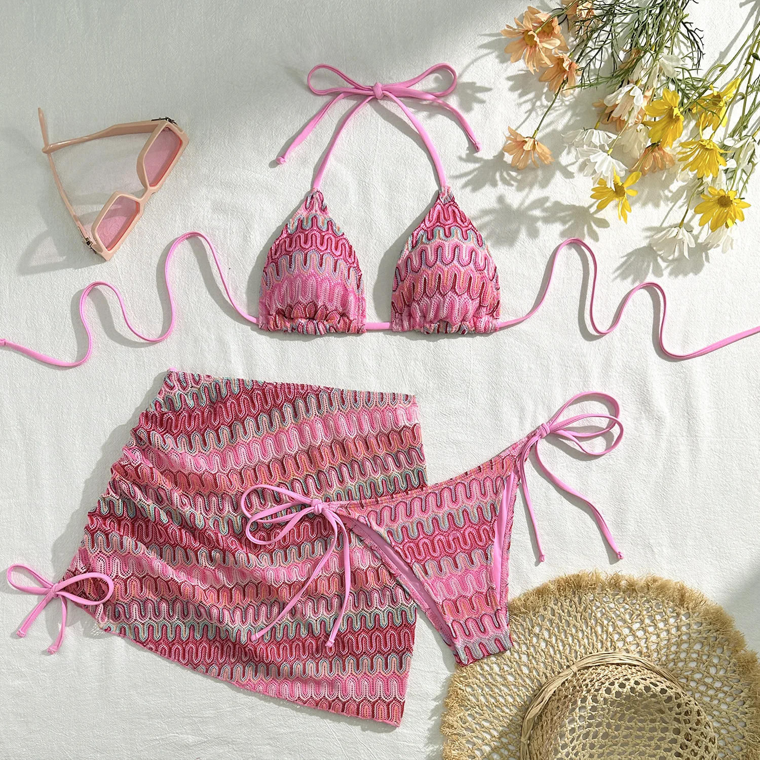 Three-Piece Womens Bikini Set - Sexy Beach Swimwear 2025