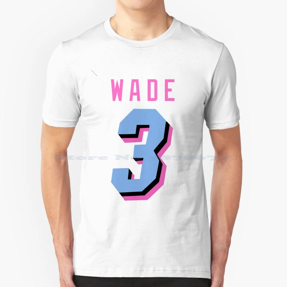 Maglietta Wade Miami Vice 100% Cotone Tee Dwade Flash Miami Vice Miami City Edition Heat City Edition Retro