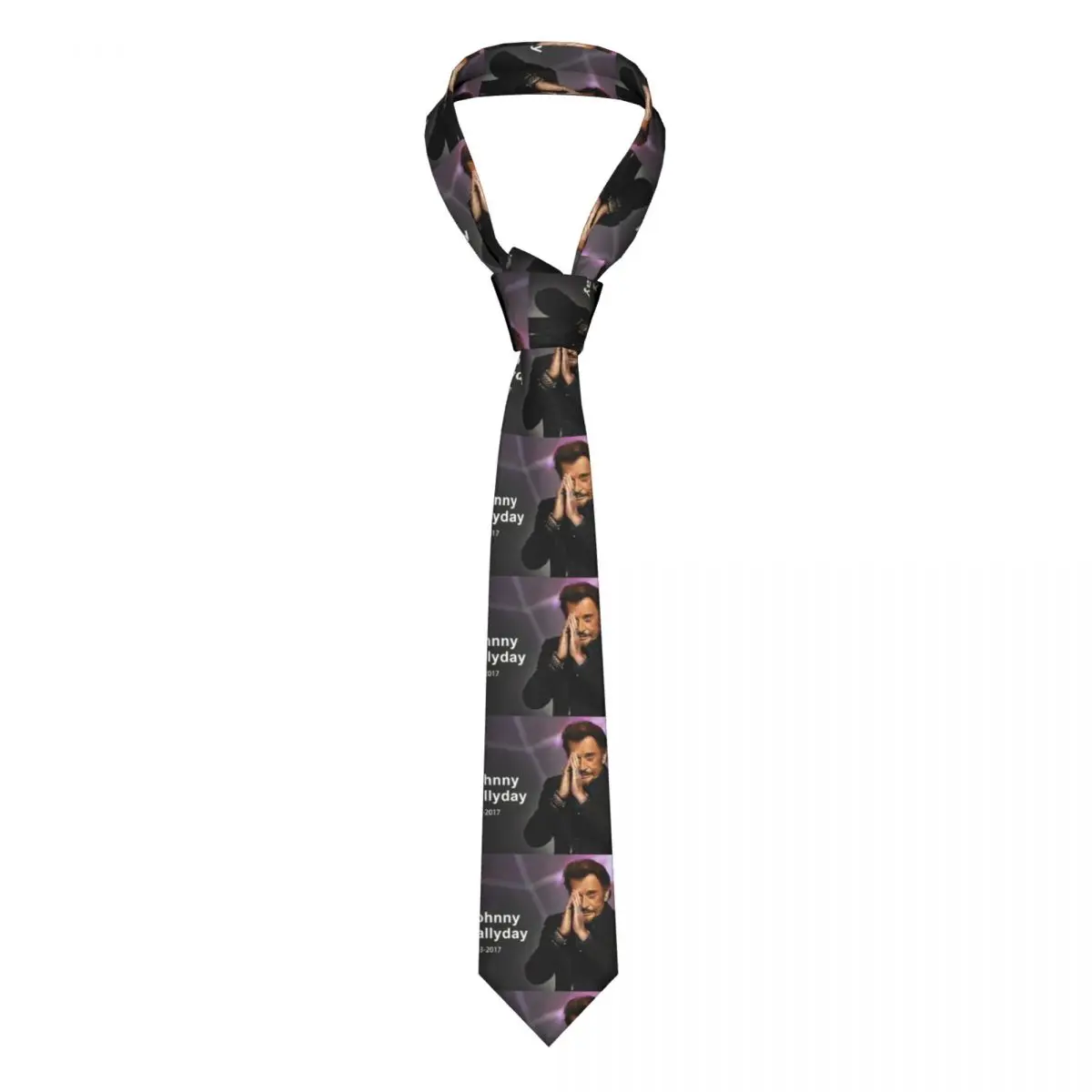 

Classic Rock Johnny Hallyday Neck Tie Mens Personalized Silk French Singer Music Neckties for Wedding Cravat