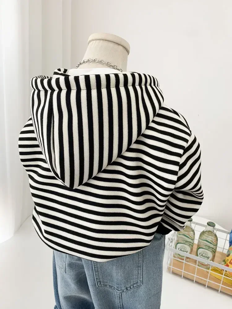 Vestes Enfants Filles Hiver Fermeture Éclair Manches à Capuche Couleur