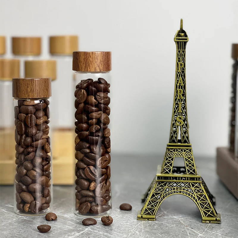 Glass Coffee Bean and Tea Storage Tube - Espresso Accessory and Barista Tool Gift Set
