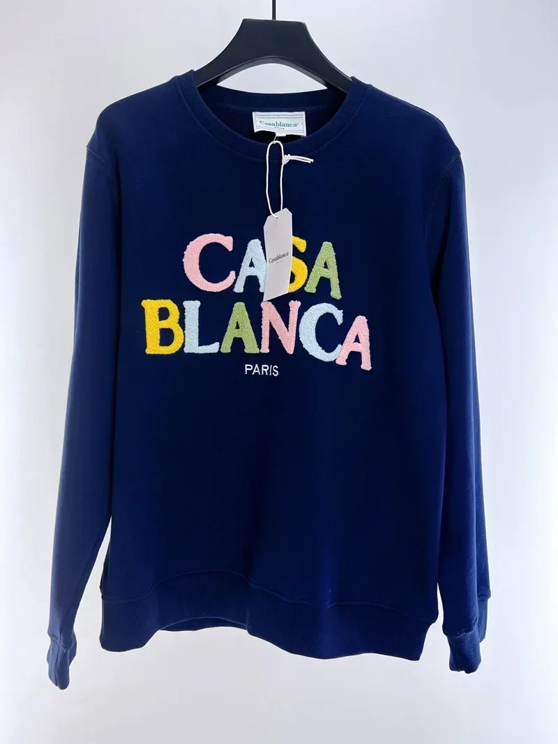 

Casablanca Colored Floated Embroidery Logo Sweatshirts 1:1 Casablanca Men Women Fashion High Street O-Neck Hoodie