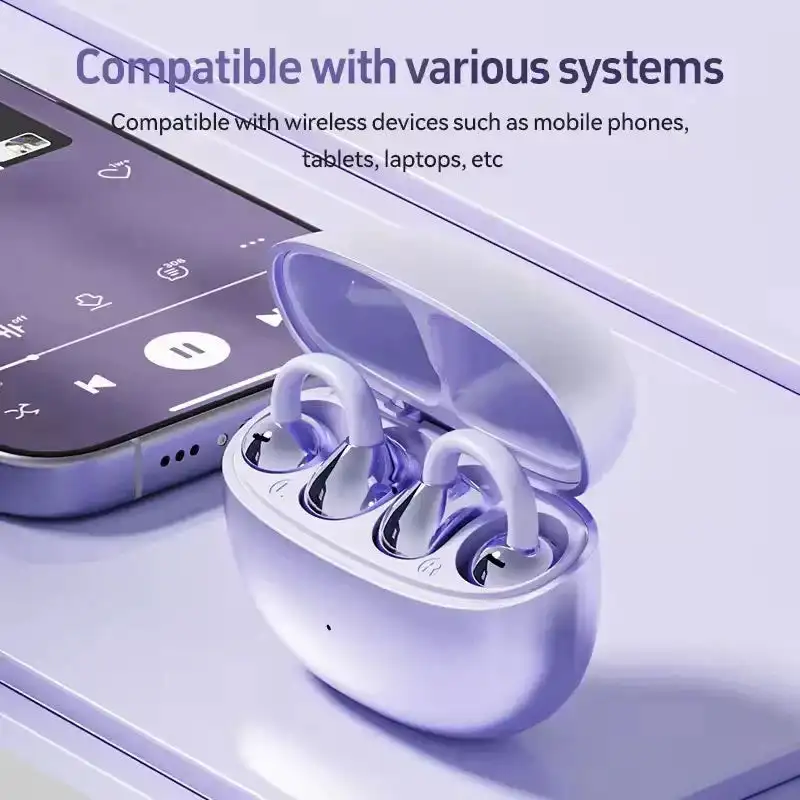 Lightweight Open Ear Clip Bluetooth Headphones Bluetooth 5.4 Noise Cancelling Earphone DUAL DEVICE CONNECTIVITY For Android iOS 2