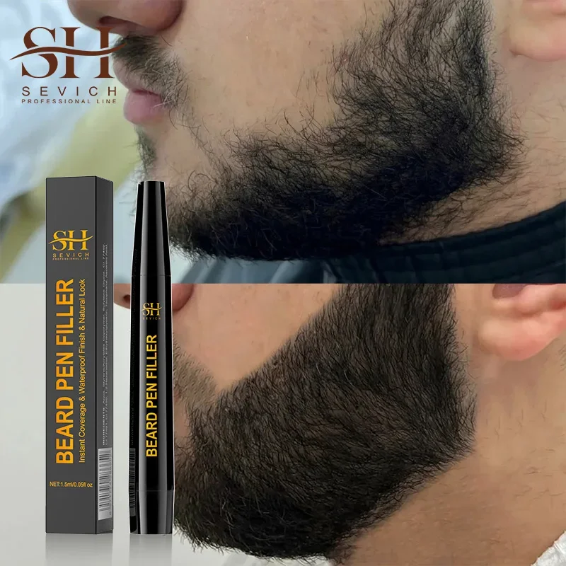 Waterproof Beard Pen Filler Men Moustache Coloring Pen Beard Coloring Filling Enhancer Black Fiber Hair Stuffing Tool