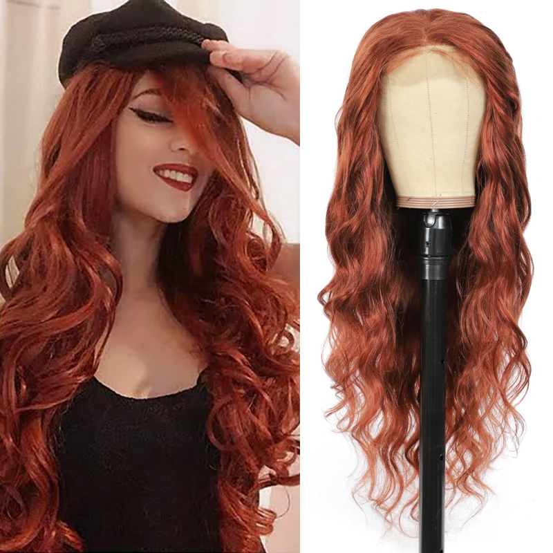 

4X4 Lace Closure Human Hair Wigs Colored Copper Red Long Body Wave Wigs Brazilian Hair Wigs For Black Women Non-Remy IJOY