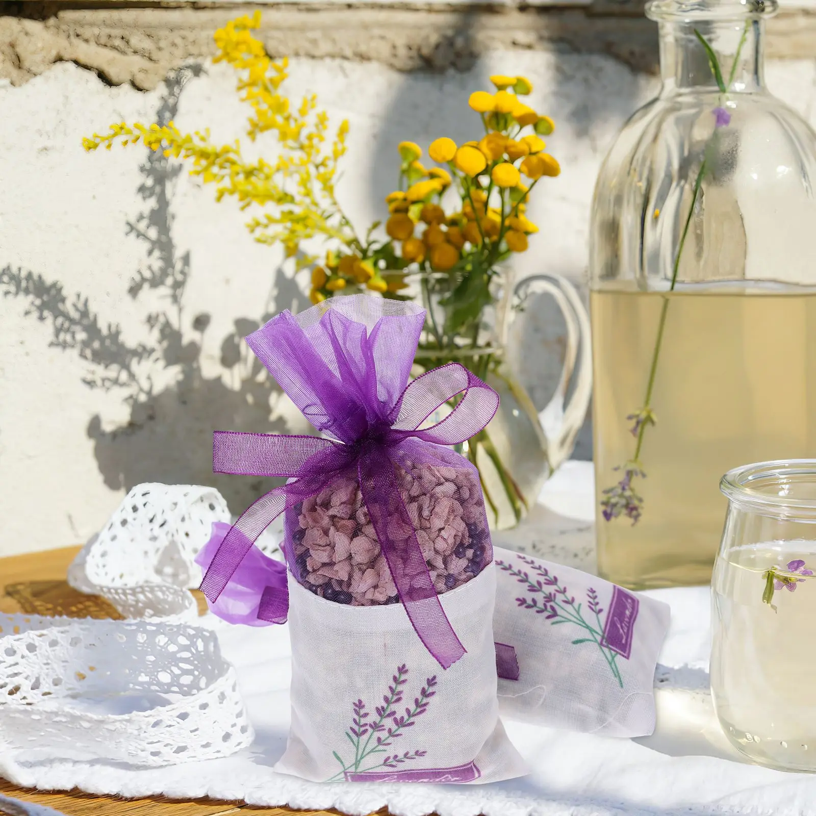 Empty Lavender Bags Lavender Sachet Bag Dry Flower Floral Printing Fragrance Pouch Sachets Bag for Relaxing Sleeping 25pcs