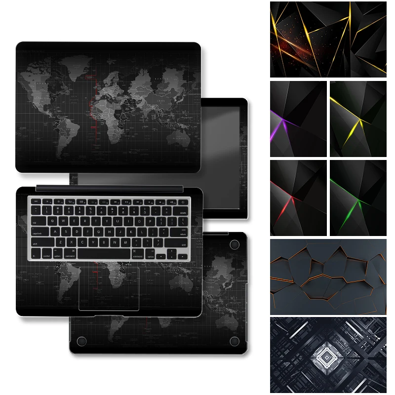 Black Geometry Cover Laptop Skin Stickers Notebook Film Vinyl ...