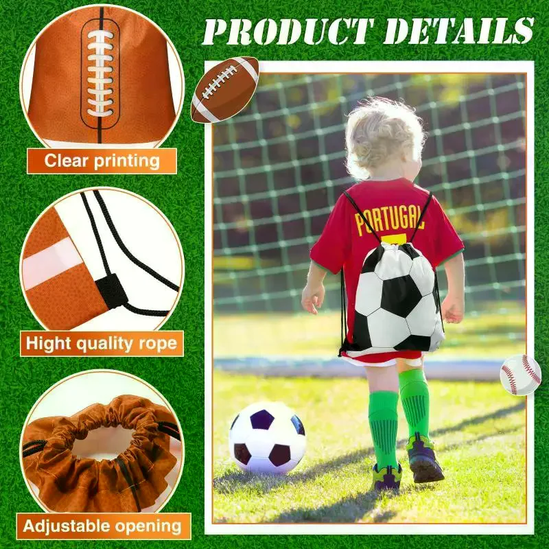 Zaini con Coulisse per Basket, Calcio, Baseball, Football, Leggeri e Resistenti per Palestra, Scuola e Uso Quotidiano Sportivo - immagine 4