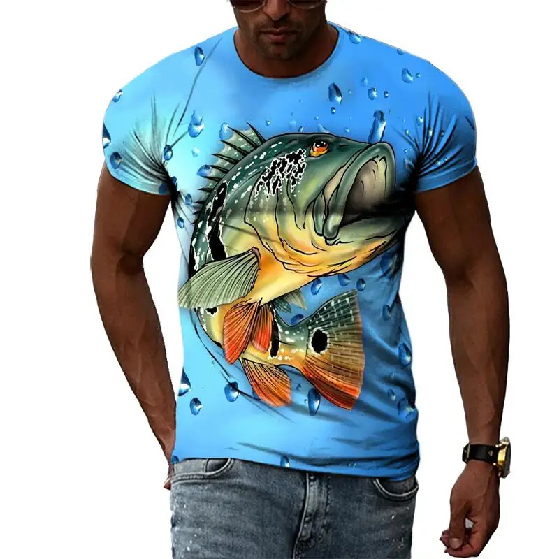 Summer Fashion Fishing picture T-Shirts For Men Casual 3D Print Tees Hip  Hop Personality Round Neck Short Sleeve Tops - AliExpress