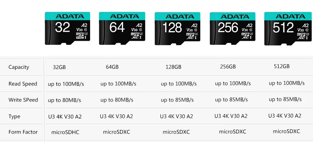 ADATA Micro SD ī 64GB Micro SD 128GB ÷ ޸ ī SD 256GB U3 4K V30 A2 Microsd 512GB TF ī, PC ޴