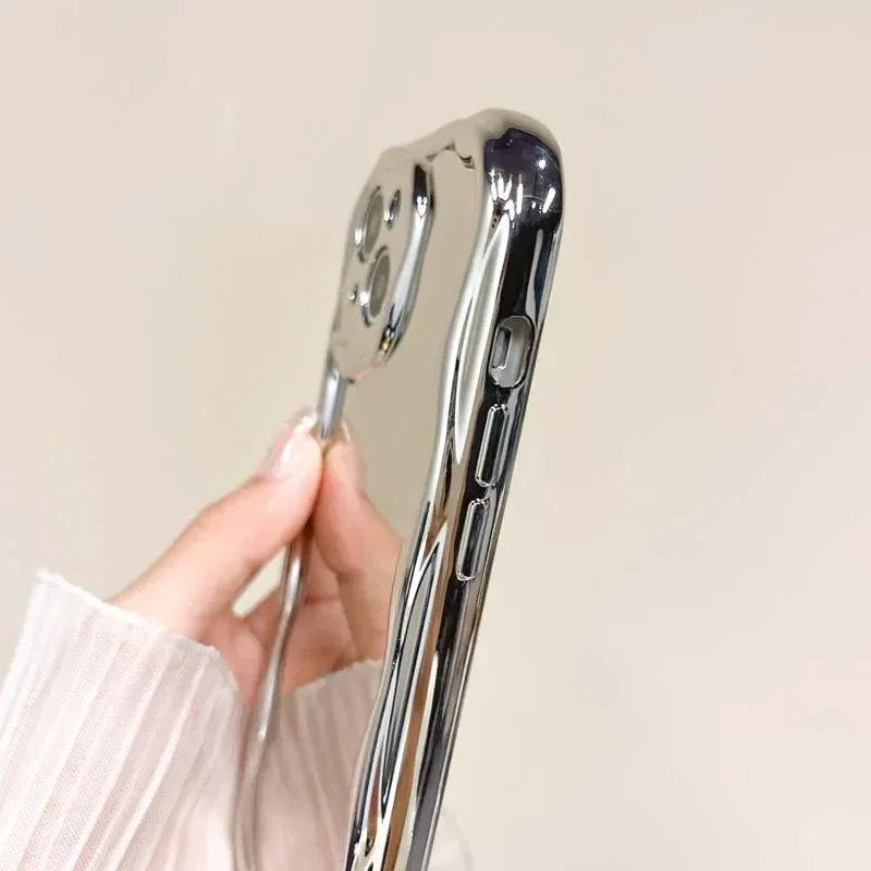 Custodia morbida con specchio glitterato per OPPO Reno10 Reno9 Reno11 T Realme 11 10 Pro Plus, protezione per fotocamera, paraurti ondulato, guscio per il trucco_voghion.com