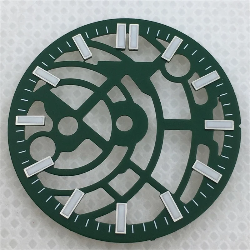 Hollow Skeleton Dial 28.5mm with Multi-Color Design and Green Luminous Features