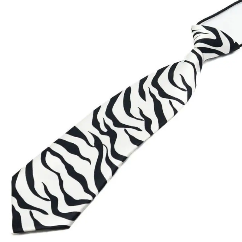 Pre-Tied Elastic Necktie Rainbow Stripes Leopard Print Boys Kids Imitation Silk Ties Stage Performance Party