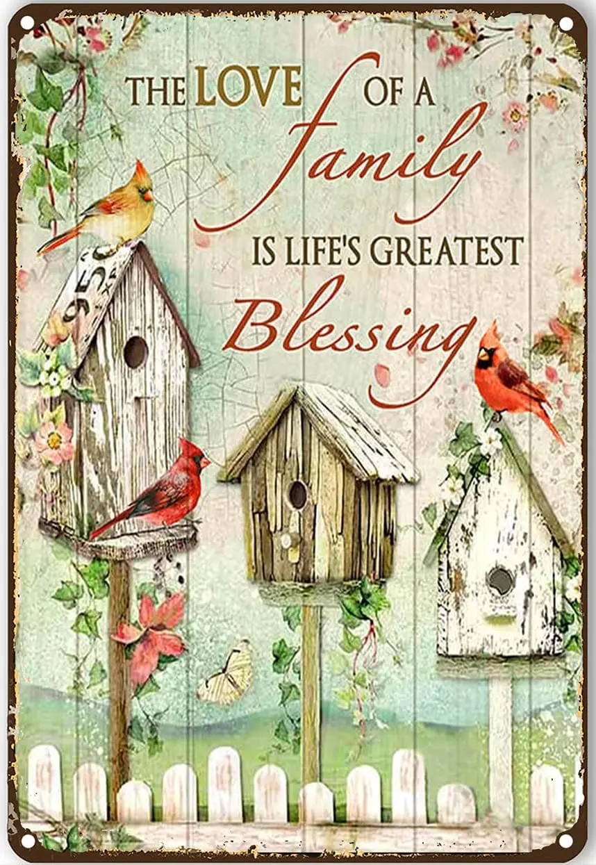 

Cardinal Vintage metal Hanging Plaque The Love Of Family Is Life'S Greatest Bless Wall Decor Courtyard Garden Home Club Gift