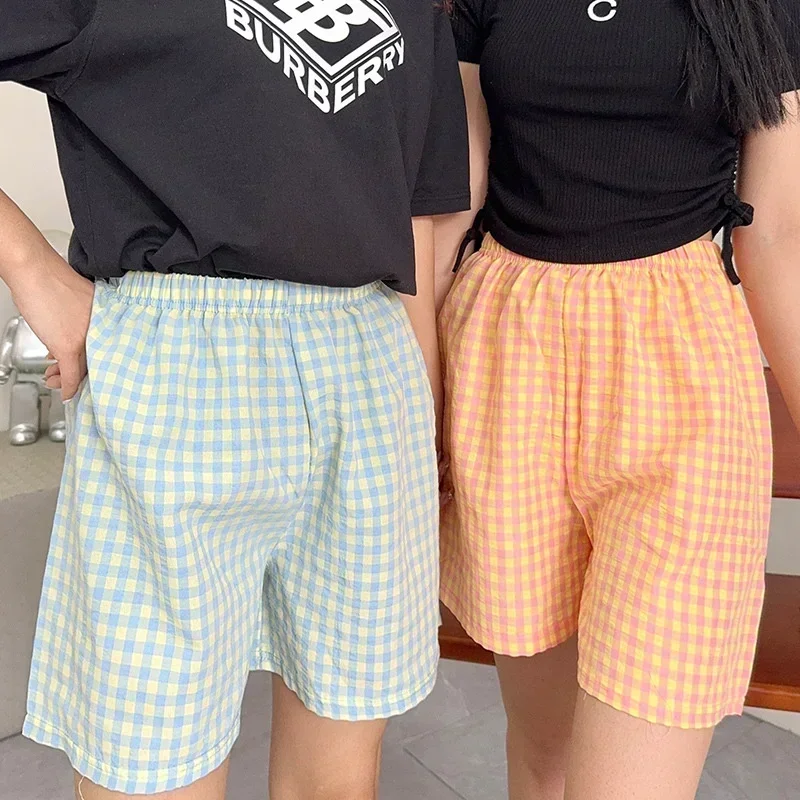 Women Casual Plaid Shorts Summer Loose Straight Pants Gym Workout Home Clothes Female Clothing pantalones cortos sports shorts