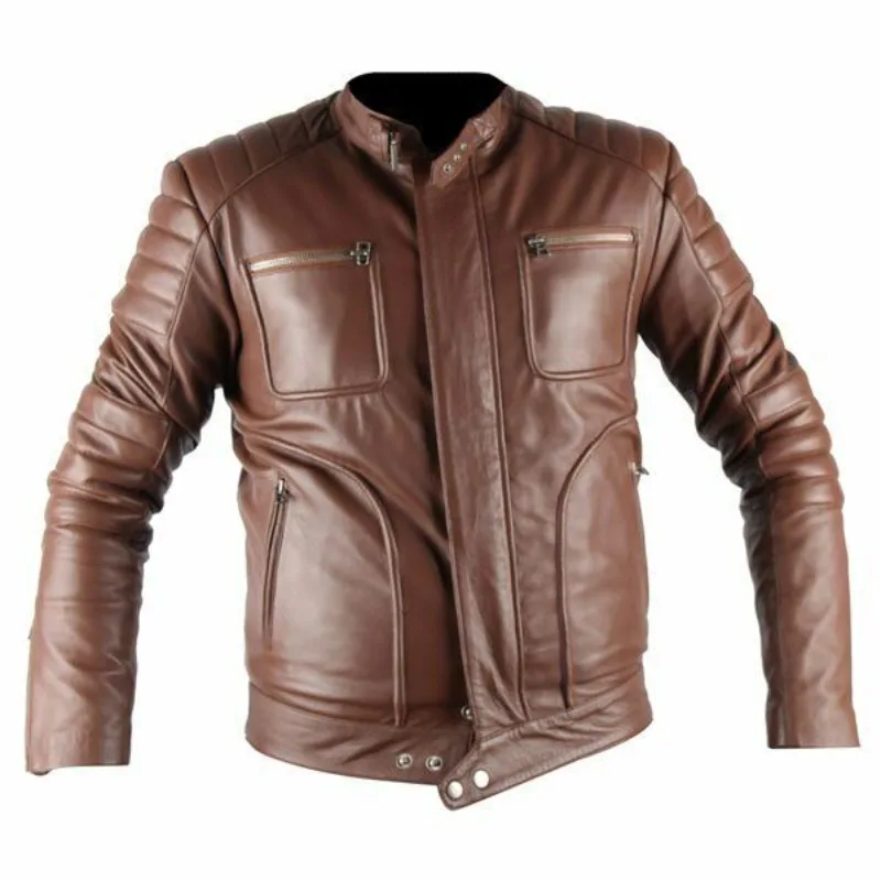 

Brown Leather Jacket Men's Café Racer Real Lambskin Leather Jacket Fashion Trends