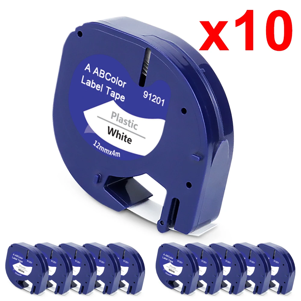 10Pk 91201 Etichette Compatibili Per Dymo Letratag 12Mm Lt Label Tape 12267 91202 91203 91204 Per Dymo Letratag Lt-100H Label Maker