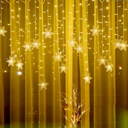 Christmas snowflakes LED Curtain String lights Flashing Lights Curtain Light Waterproof Holiday Party Connectable Fairy Light