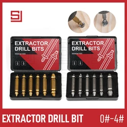 SJ – jeu de mèches d'extraction de vis endommagées, 1/4/5/6 pièces, boulon cassé, forets métalliques, extracteur de forets, Kits d'outils de perçage plaqués titane 
