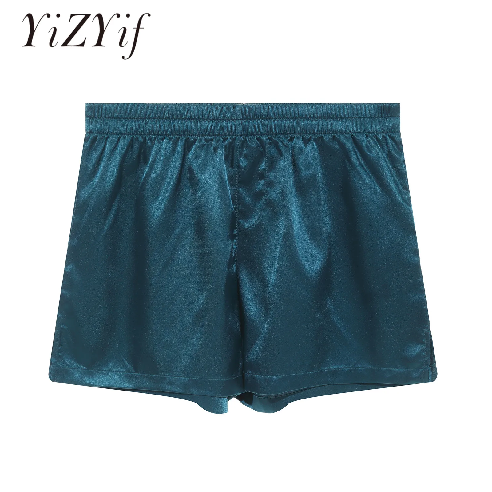 Adult Mens Satin Shorts Underwear Mid Waist Side Split Boxer Briefs