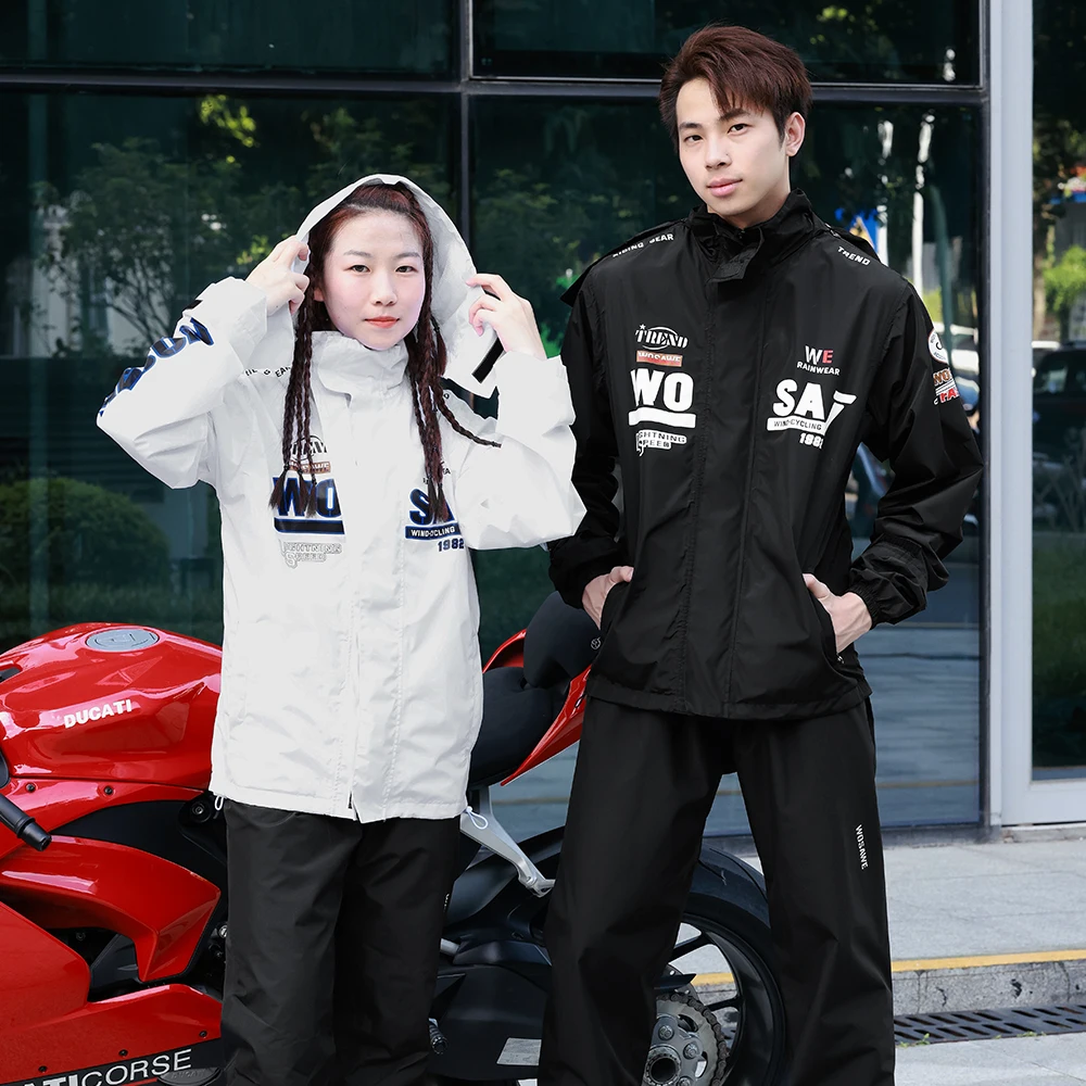 WOSAWE Motorcycle Raincoat Waterproof Reflective Moto Rain Jacket Motocross Rain Coat Men Women Cycling Motocross Gear motorcycle jacket motorcycle raincoat bike raincoat