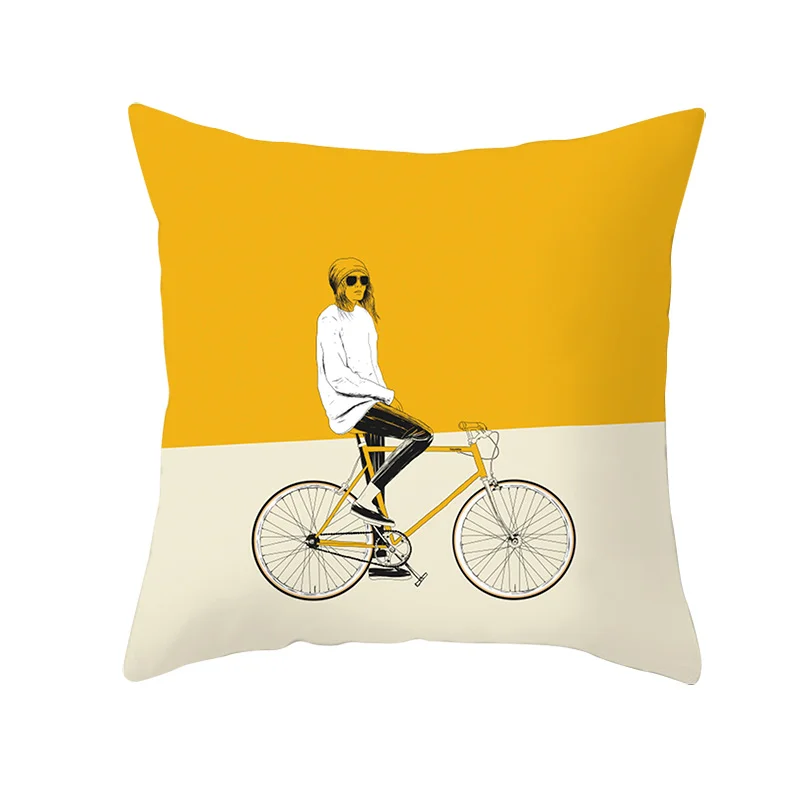 Yellow Black Geometric Pattern Square Cushion Cover Geometry Pillow Case Polyester Throw Pillows Cover For Home Decor 45x45cm 