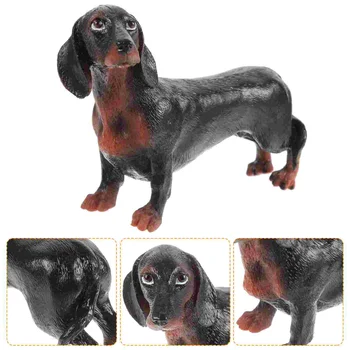 Miniature Simulation Dachshund Animal Model Child Ornament Statues Plastic Dog Figures Small Dog Children’s Children’s Toys