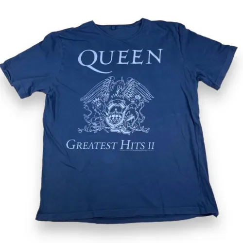 Maglietta Vintage Queen Large Blue Greatest Hits Rock Freddy Mercury Maniche Lunghe O Corte