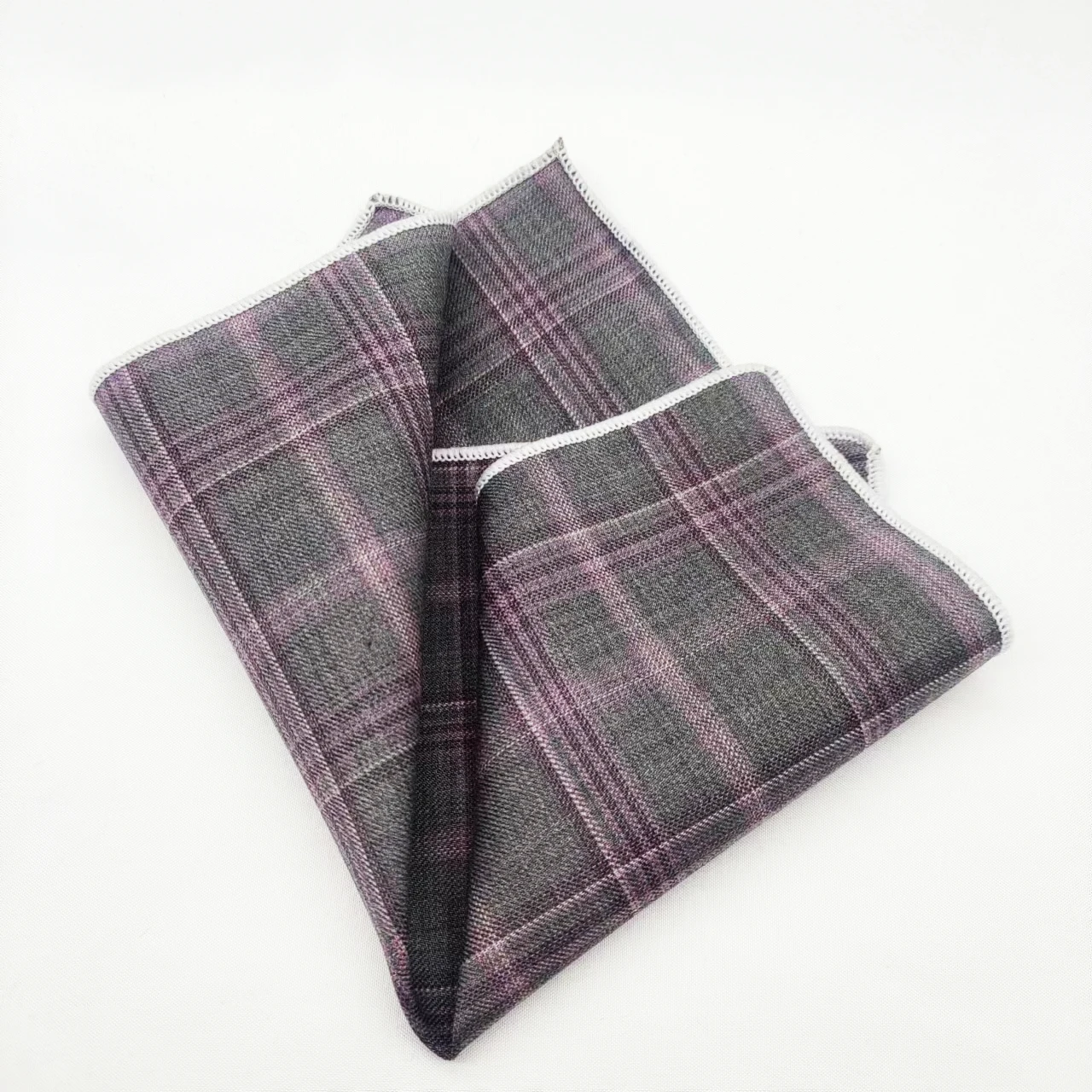 23cm Luxury Grey Wool Pocket Square For Men Vintage Plaid Striped Handkerchief Soft Skinny Hanky Banquet Cravat Suit Accessories