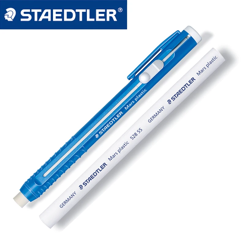 1pc Staedtler Mars 플라스틱 528 25 자동 펜 지우개 교체 가능한 코어 슬라이딩 푸시 쓰기 그림 사무실 및 학교 용품