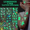 Luminous Tattoo Stickers Temporary Colorful Animal Mermaid Dinosaur Unicorn Space Cute Tattoo Stickers Children's Body 5pcs/Set 1