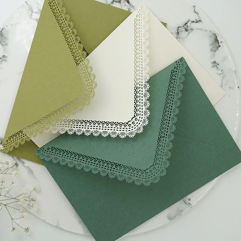Mailing Envelopes 5pcs Vintage Western Kawaii Hollow Lace for Letter Pads Wedding Party Invitation Cards Cover