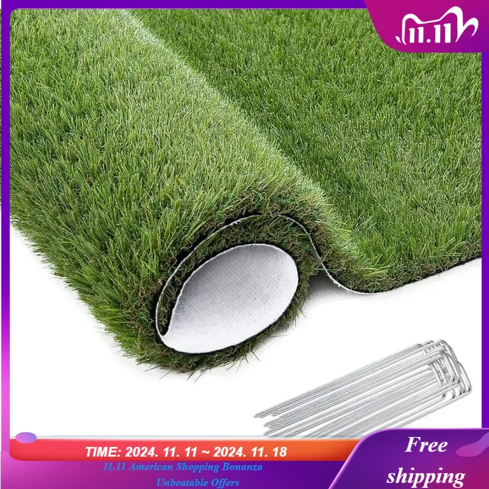 Artificial Lawn, 7 X 13 Feet, Synthetic Lawn with 72 Garden Spikes, Dog Turf with Drainage Holes, Backyard Landscaped Balcony