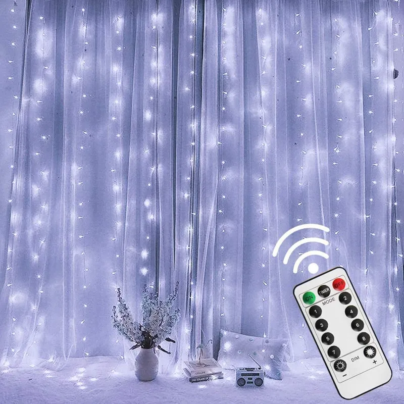 thumbnail image 1 of 6x3M LED Curtain Icicle String Lights Christmas Fairy Lights garland Outdoor Home For Wedding/Party/Garden Decoration 3M, 1 of 4