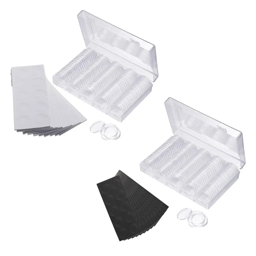 

Transparent Coins Storage Box Case Holder Set W/ 100pcs Round Capsules
