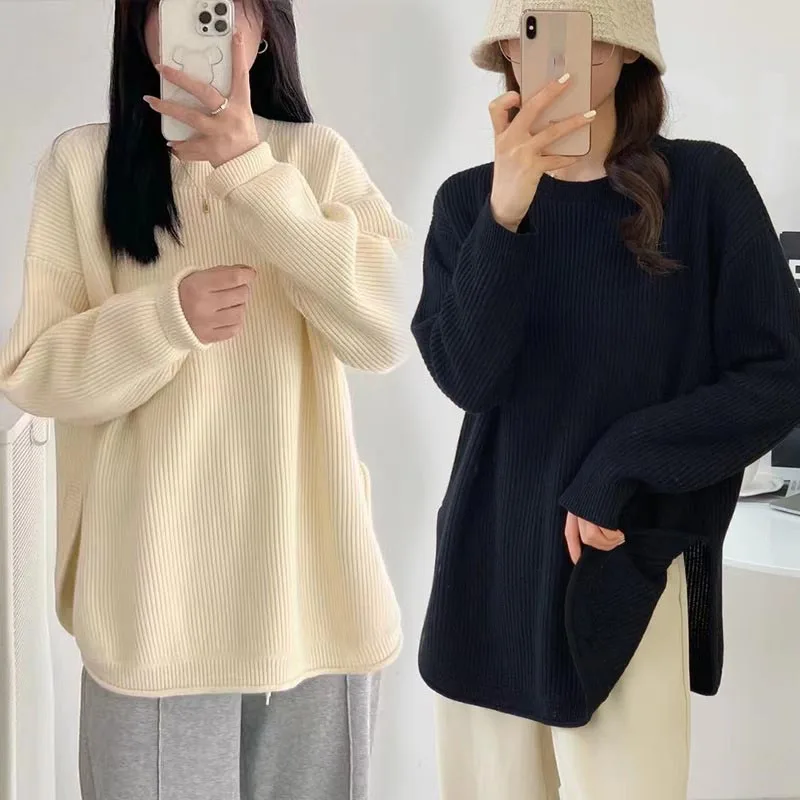 New Autumn and Winter Pregnant Sweater Woman Clothes Set Plus Size Irregular Sweater Plus Size Fashion Maternity Pants Suit