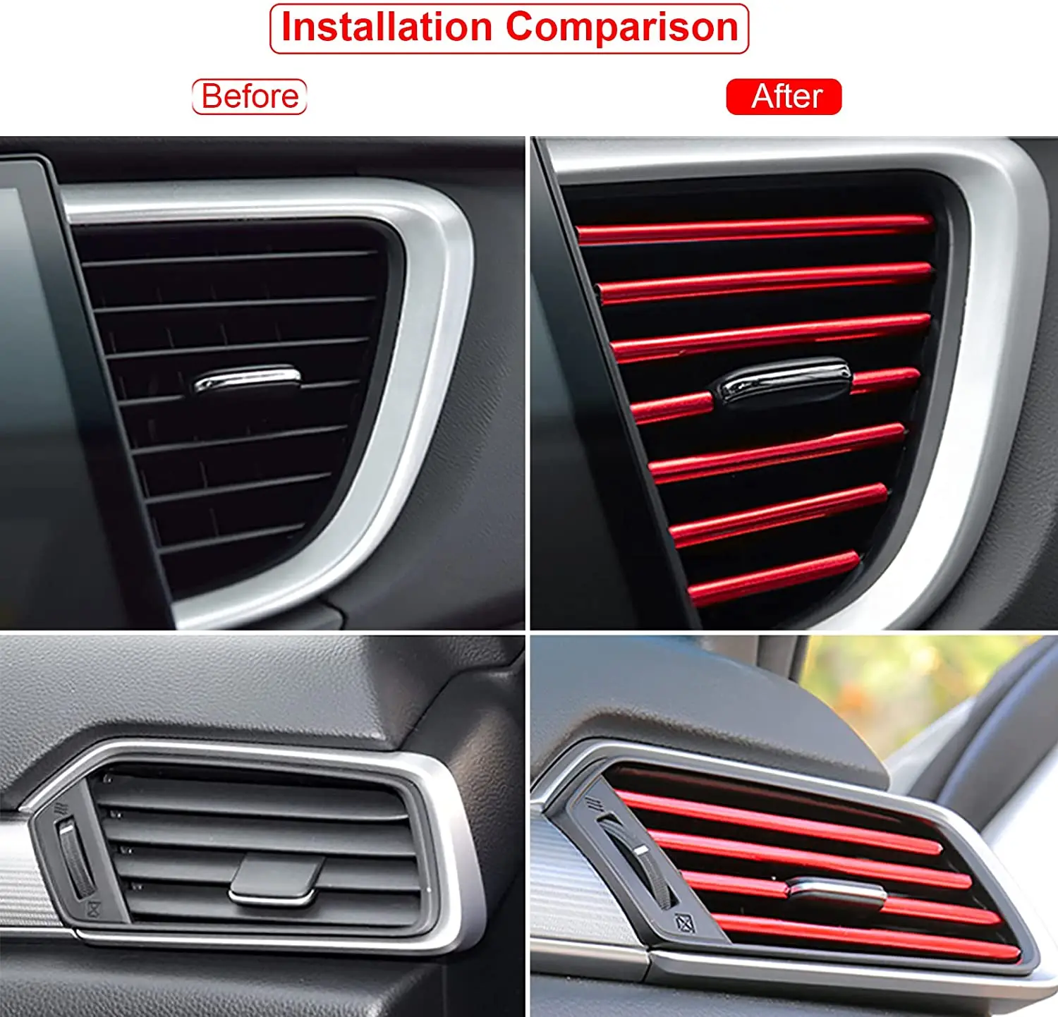 10 Pcs 20cm Car Air Conditioner Vent Outlet Trim Strip U Shape Chrome PVC Colorful Shiny Car Trim Strip for Decoration car air conditioner trim air conditioner trim car moulding decoration interior moulding trim strip