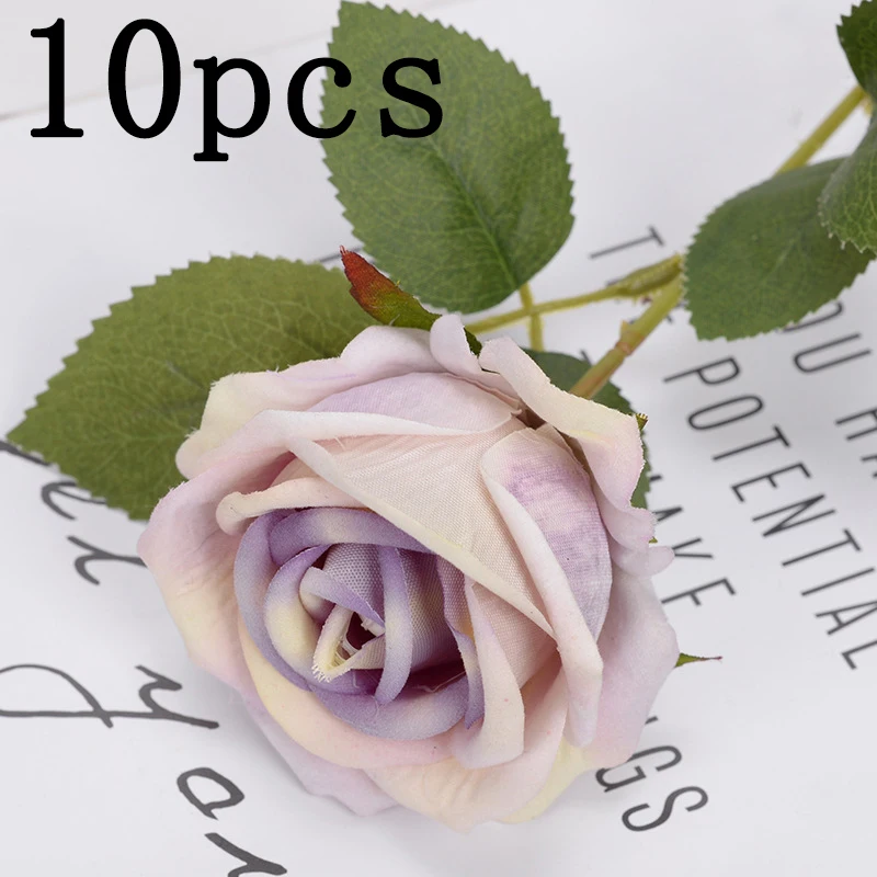 Bouquet Di 10 Rose Artificiali Rosa Con Stelo Lungo 51 Cm, Fiori Finti In Seta Per Decorazioni Matrimonio E Casa
