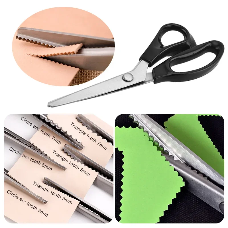 Stainless Steel Shears Lace Scissor Professional Dressmaking Zig Zag Cut  Tailor Clothing Fabric Leather Serrated Sewing Scissors - AliExpress