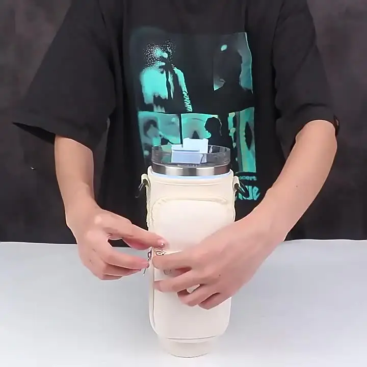 Housse Pour Tasse Stanley 40 Oz Et 30 Oz - Avec Bandoulière Réglable Et Poche Zip - Idéale Pour Le Sport Et Les Déplacements