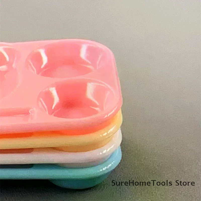 1PC Cartoon Nail Art Color Palette Plastic Nail Gel Polish Mixing Plate Tray with Brush Holder DIY Manicure Painting Tool