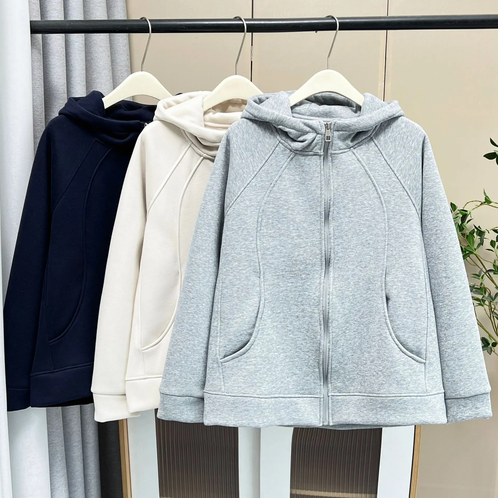 XXXXL Fashion Plus Size Women's Hoodies Coat Winter New Simple Casual Fleece And Thickened Warm Hooded Zipper Sweatshirt 8815