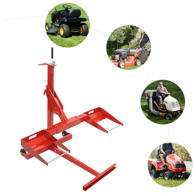 37.8x53x51in Hydraulic Cylinder Lift Jack Lawn Mower Lift Tool with 2 Wheels Adjustable Lawn Tractor for Maintenance and Repair 2 37.8x53x51in Hydraulic Cylinder Lift Jack Lawn Mower Lift Tool with 2 Wheels Adjustable Lawn Tractor for Maintenance and Repair 2