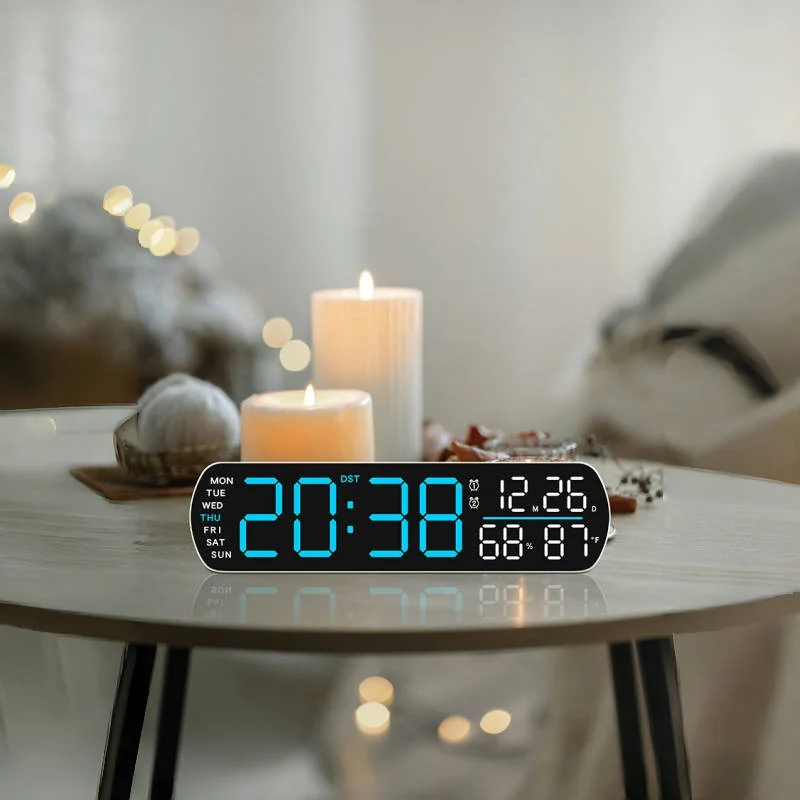 Digital Alarm Clock TEMP Humidity Date 2 Alarms Countdown Timing DST Snooze Table Clock Auto Dimmable 12/24H LED for Decor