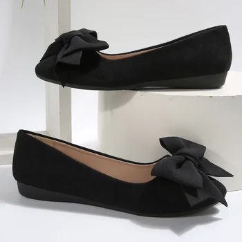 Women's Bowtie Decor Soft Sole Ballet Flat Shoes 2025 Trend Comfort Slip On Loafers Woman Plus Size 42 Non Slip Casual Shoes 1