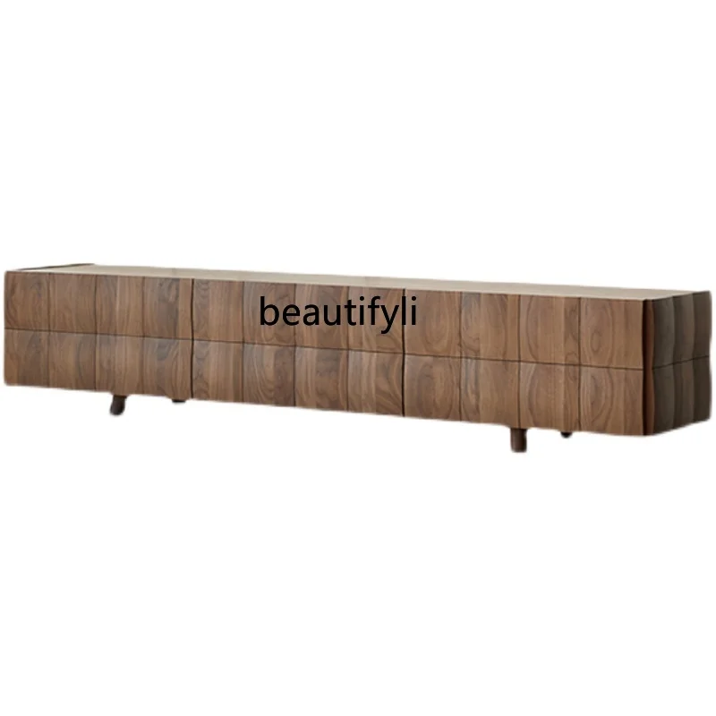 

yj Nordic Art Storage Cabinet North America Black Walnut Solid Wood TV Cabinet Simple Storage Floor Cabinet